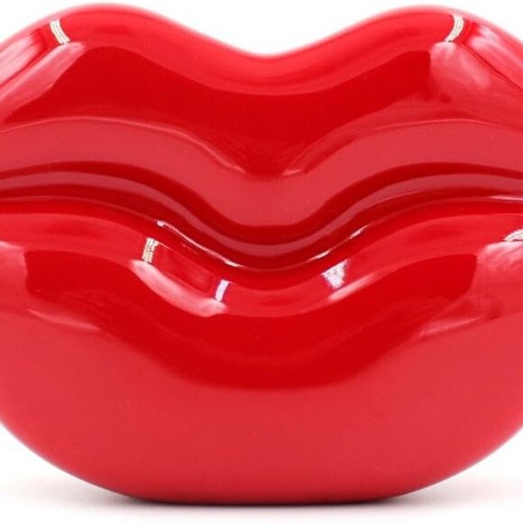 Handbags - Women Acrylic Lips-shaped Evening Bags Purses Clutch Vintage Banquet Handbag Red